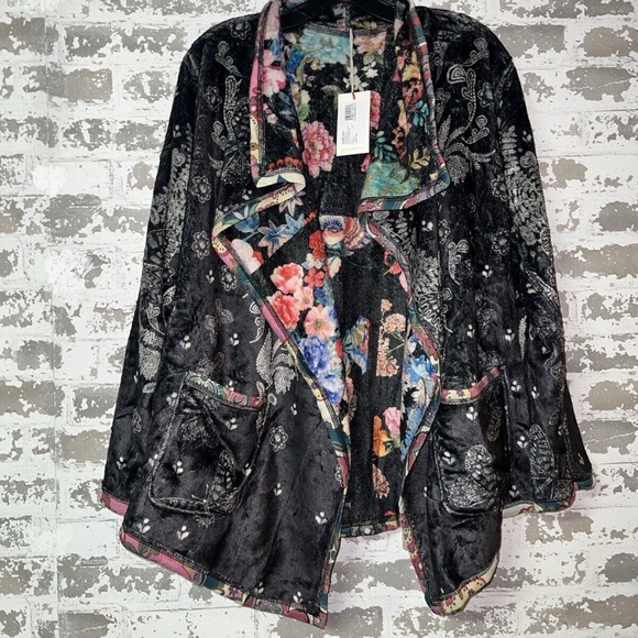 New JOHNNY WAS Joan Wrap Sherpa Jacket Farfalla Reversible Size Medium - Picture 7 of 11